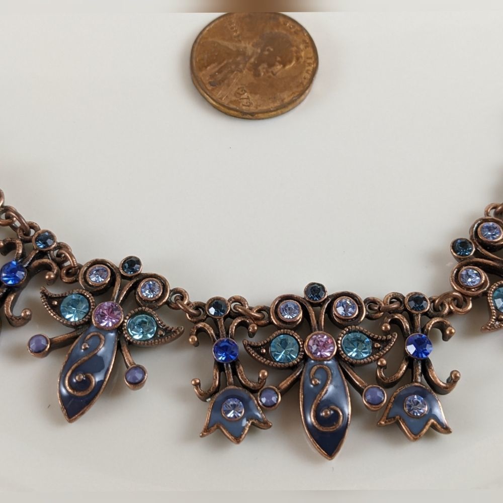 Vintage Avon Colorful Tulip Bronze Floral Necklace
